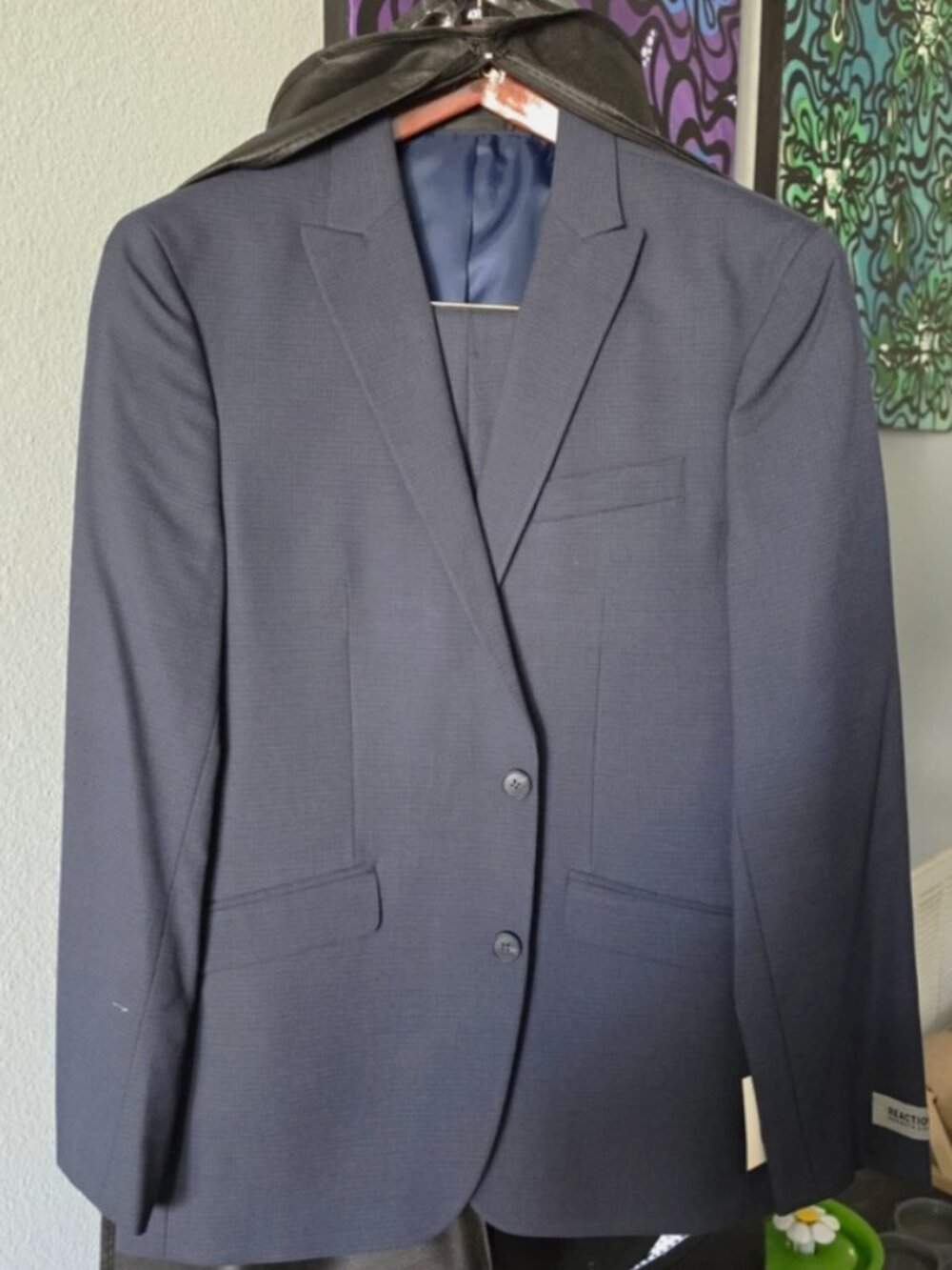 Navy Kenneth Cole Men's Suit NWT 40R 33W (pants run small, see description)